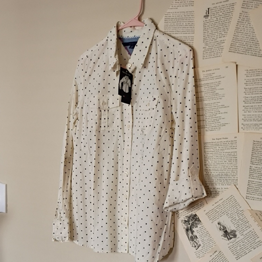 NWT Tommy Hilfiger Polka Dot Button Down